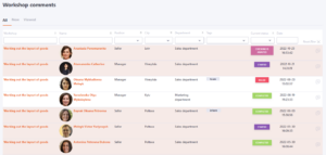 "Workshop comments" page